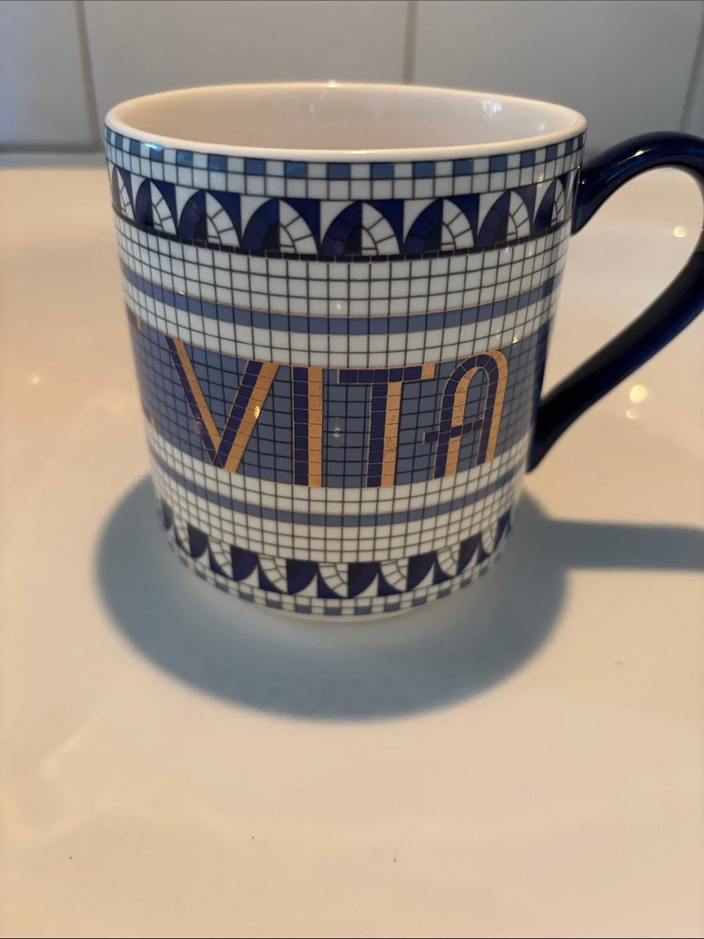 Anthropologie Dolce Vita Bistro mug with 24k gold accents
